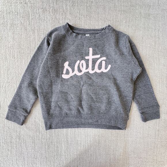 Heather Gray & Pink "Sota" Minnesota Crewneck Sweatshirt VGUC S/7-8 - Picture 1 of 4